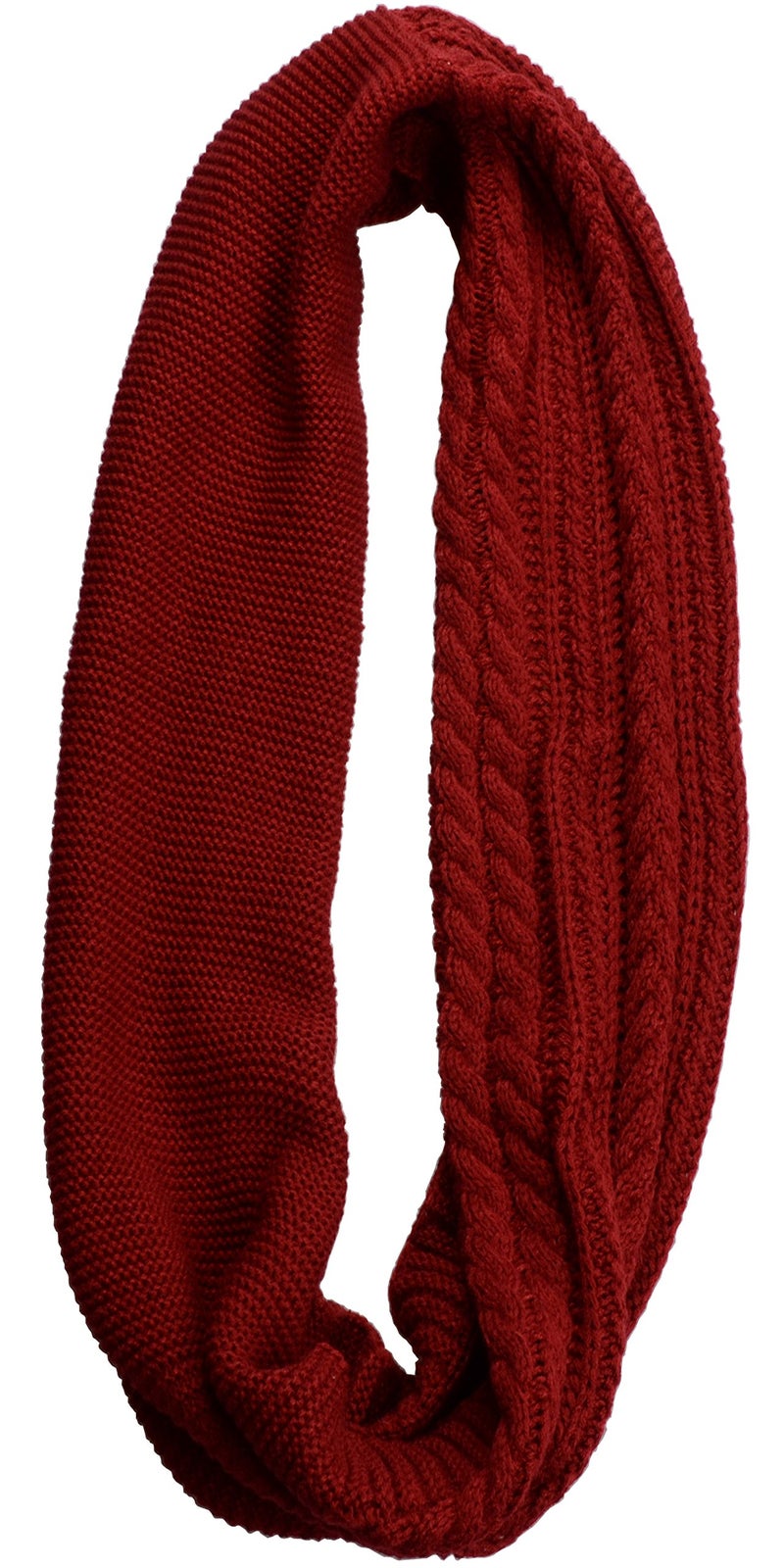 NEOSAN Womens Thick Ribbed Knit Winter Infinity Circle Loop Scarf Crochet Claret - Image 2